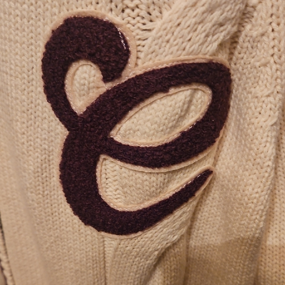 Forever 21 Cream Cardigan with Burgandy Applique and Trim - Picture 2 of 8